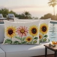 thumbnail image 5 of Spring Sunflower Pillow Covers 2 Pack Floral Leaf Pillowcase Waterproof Outdoor Throw Pillow Cover for Patio Balcony Rectangular Cushion 20”x12”, 5 of 9