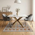 thumbnail image 3 of ODIKA 5'x7' Washable Area Rug Circle Abc Letter Grid Playroom Motif Border Classroom Alphabet Flowing Dynamic for Dining Room, Under Table, Home Office, Non-Slip Chair-Friendly, 3 of 7