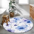 thumbnail image 3 of Round Rugs 4Ft, Purple Blue Spring Floral Round Area Rug Washable Indoor Throw Carpet, Summer Flowers Botanical Soft Non Slip Circle Rug for Kitchen Nursery Room Home Decor Aesthetic, 3 of 8