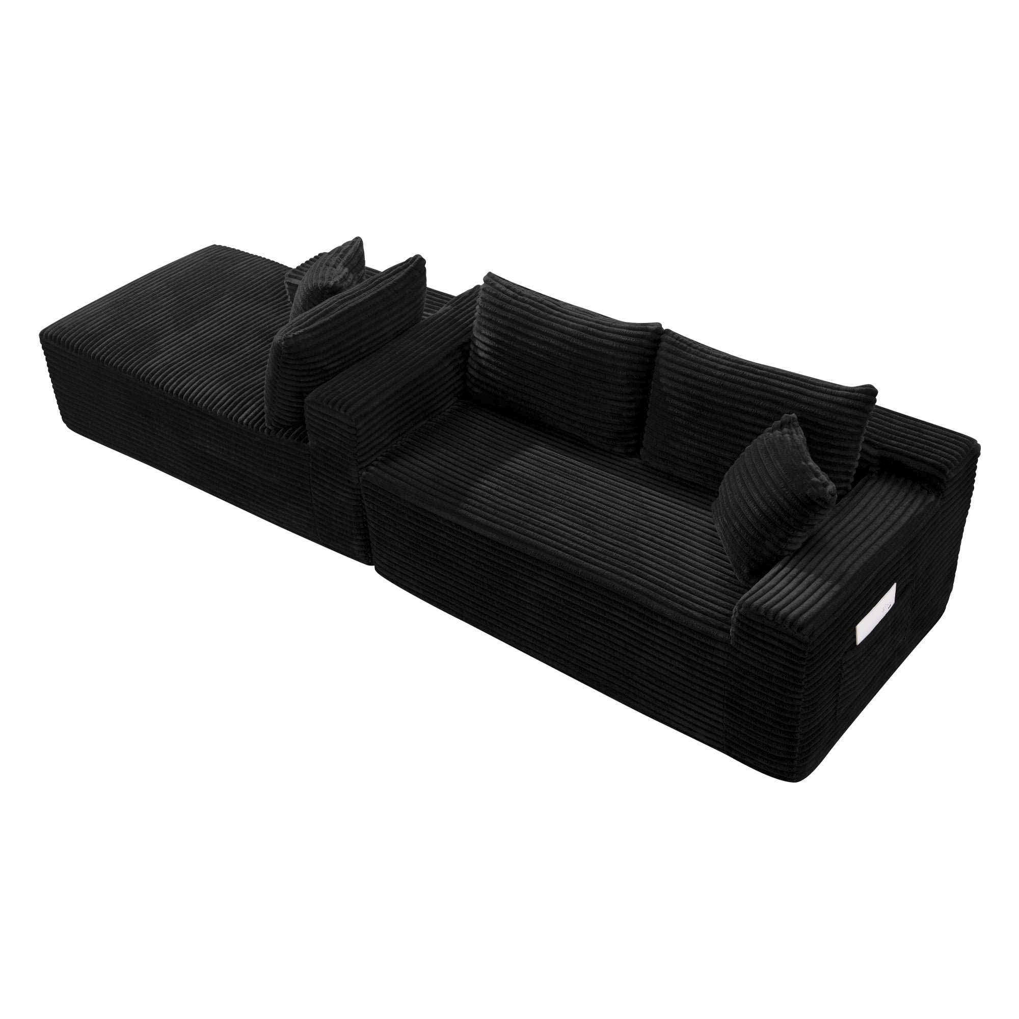 94.5 Inch Cloud Modular Sectional Sofa Couch with L-Shape Chaise, Deep Seat Corner Couch for Living Room No Assembly Needed, Reversible Chaise Lounge, Black