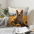 thumbnail image 6 of Haiem Cute Corgi Sunflower Print Velvet Soft Solid Decorative Square Throw Pillow Covers Set with Elegant Piping Christmas Cushion Case for Sofa Bedroom Car-20"x20", 6 of 8