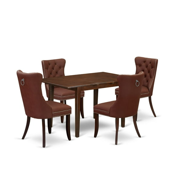 East West Furniture 5 Piece Dining Set Consists of a Rectangle Wooden Table with Butterfly Leaf