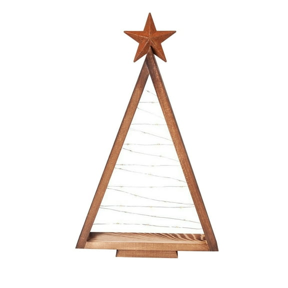 Luminous Wooden Christmas Tree - Tripod Base & LED Lights, Battery-Powered & Festive Decoration, for Home, Parties & Holiday Gifts