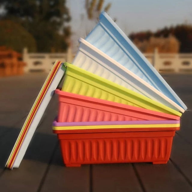 3pcs Resin Rectangular Planting Pot Drainage Hole Vegetable Flower Planter Home Garden Plant Tray Red 50x21x14cm