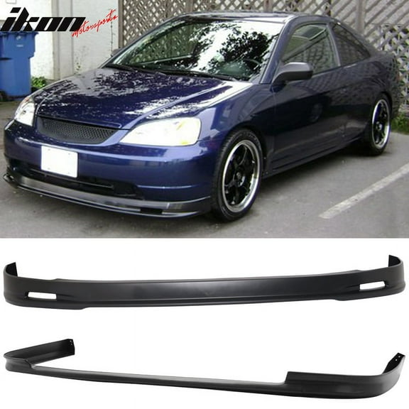 Ikon Motorsports Compatible with 01-03 Civic 4Dr MU Style Front   TR Style Rear Bumper Lip Spoiler - PP