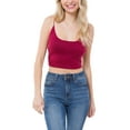 thumbnail image 3 of MixMatchy Women's Solid Spaghetti Strap Double Layered Tank Crop Top, 3 of 6