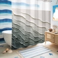 thumbnail image 3 of No Hook Shower Curtain, Grey Coastal Waves Shower Curtains for Bathroom with See Through Top Window, Abstract Summer Ocean Vintage Modern Art Waterproof & Washable Bath Curtain 66"x72", 3 of 5