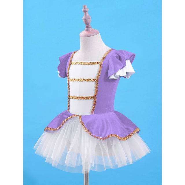 HULIJA Robe de Danse Ballet pour Filles Justaucorps Fée Princesse Jupe Tutu Tenue de Fête Costume de Cirque Violet 14