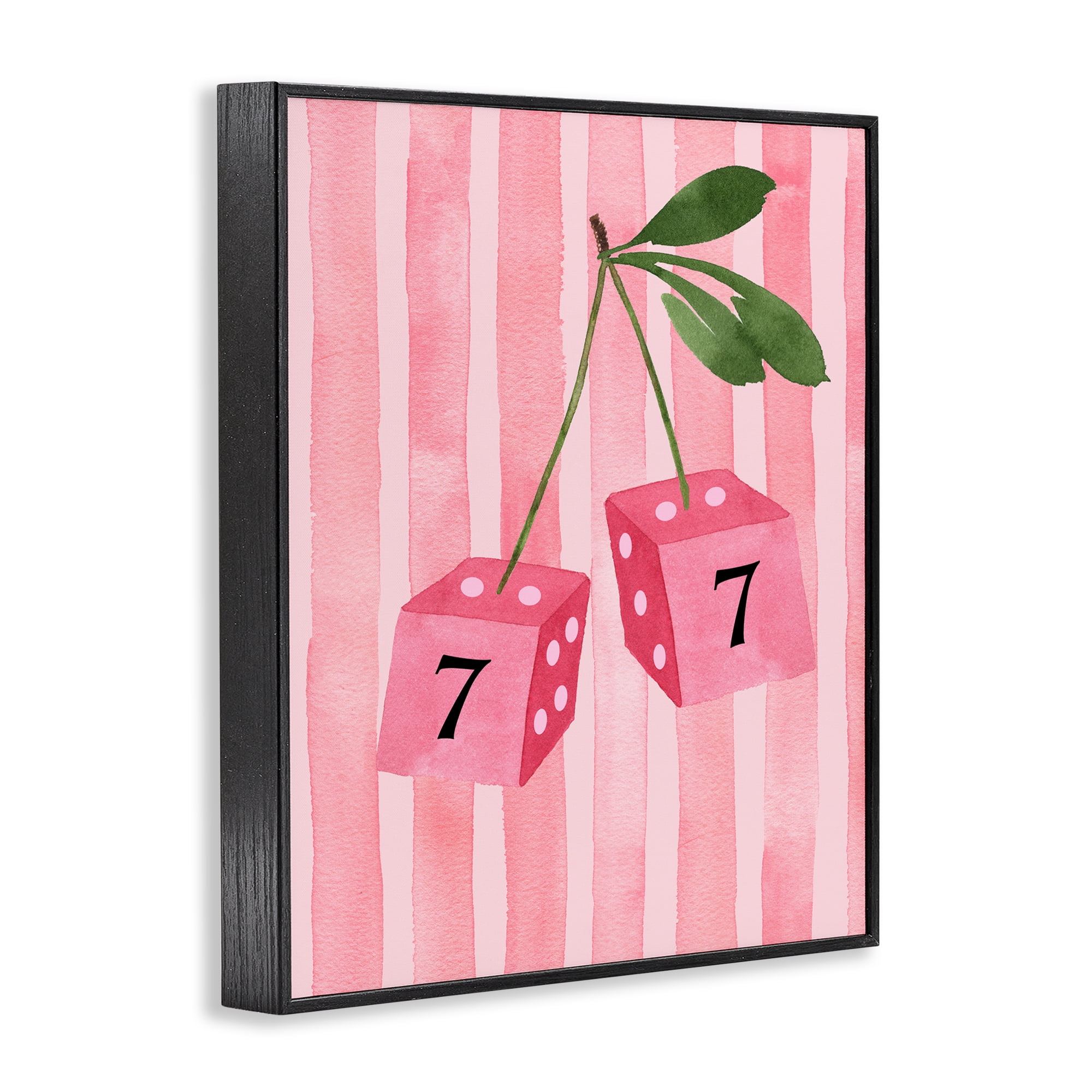 Lucky Number 7 Cherry Dice Black Framed Giclee Art, design by Nina Jacobs
