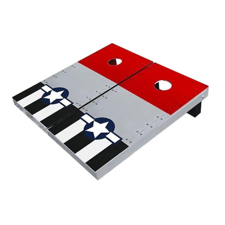 Skip's Garage Rivet Red Wing Plane Solid Wood Cornhole Board Set