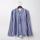 thumbnail image 5 of Puntoco Blusa informal con cuello en V y manga larga con botones y bolsillos a rayas para mujer Puntoco Puntoco-3375, 5 of 9