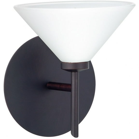 1SW-117607-LED-BR-Besa Lighting-Kona-One Light Mini Wall Sconce-5.5 Inches Wide by 6.5 Inches High-Bronze Finish-White Glass Color-LED Lamping Type