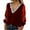 Red, variant on Women's Long Sleeve Loose Fit V Neck T-Shirt, Sparkle Trim Mesh Sleeve Blouse, Plus Size Casual Top for Party, Daily Wear and Special Occasion Black XXXXL
