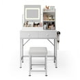 thumbnail image 6 of Aiho Makeup Vanity Set with Mirror & Lights, Vanity Desk with 2 Drawers & Storage Shelves, Makeup Vanity , 3 Color Modes & Adjustable Brightness Dressing Table, Bedroom - White, 6 of 9