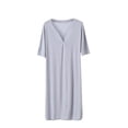 thumbnail image 2 of Aobny Modal Womens Nightgown Short Sleeve Moomoo Sleepwear Gray Knee Length V-Neck Solid Womens Nightgown,XL, 2 of 5