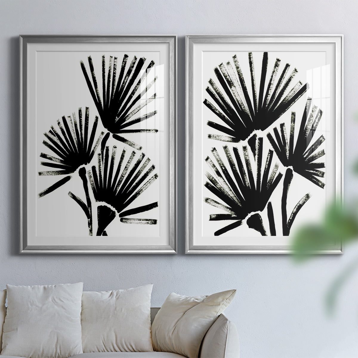 Wexford Home Fan Brush I Premium Framed Print, 22.5" x 30.5" - Ready to Hang, Silver (Set of 2)