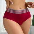 thumbnail image 2 of vigerkar Seamless High-Waist Panties for Women - Breathable Comfort & -Lifting Design with Stripe Accents Red, XS, 2 of 4
