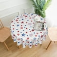 thumbnail image 2 of 4th of July Tablecloth Round Independence Day Memorial Day Patriotic American Flag Star and Firework Table Cloth Circular Waterproof Polyester Table Cover for Dining Kitchen Picnic 60 Inch, 2 of 7