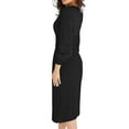 thumbnail image 2 of Njagoc3 Womens Long Sleeve Ribbed Midi Dress, Mock Neck, Solid Color, Year - Round Casual & Office Wear, Slim Fit, 2 of 6