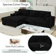 thumbnail image 4 of Willayok 110" L-Shape Cloud Sectional Couch with Oversized Chaise,Modern Modular Design for Living Room:Comfy Corduroy, Ottoman, USB Port, Cup Holder, Side Storage, Black, 4 of 9