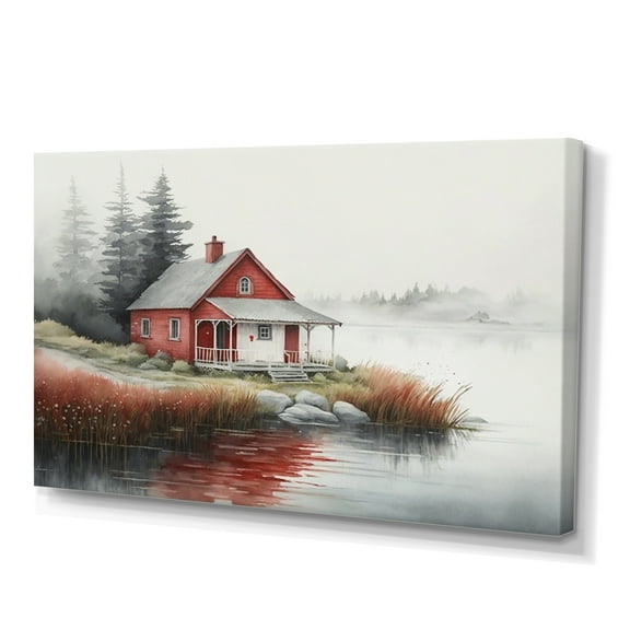 Designart Cottage By The Lake V Canvas Wall Art