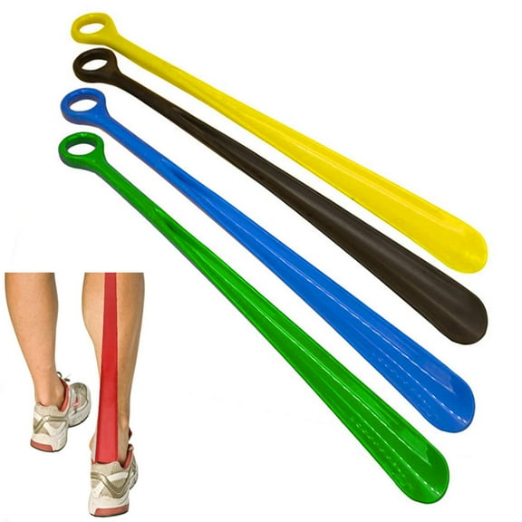 4 PC Plastic Shoehorns Large Sturdy Flexible Shoe Horn Handle 18.5" Extra Long