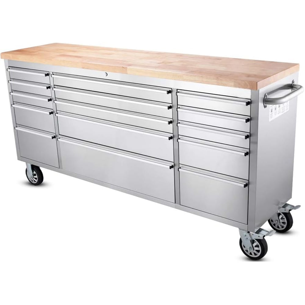 Anortrek 72 inch Rolling Tool Chest with 15 Drawers,Large Tool Box Lockable Storage Cabinet with Wheels
