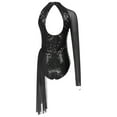 thumbnail image 4 of TSSOE Women Shiny Sequins Asymmetrical Ballet Dance Leotard Open Back Figure Ice Skating Dresses Black L, 4 of 6