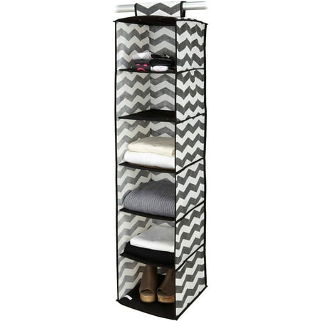 HouseCandie 6-Shelf Hanging Closet Organizer, Chevron Faux Jute ...