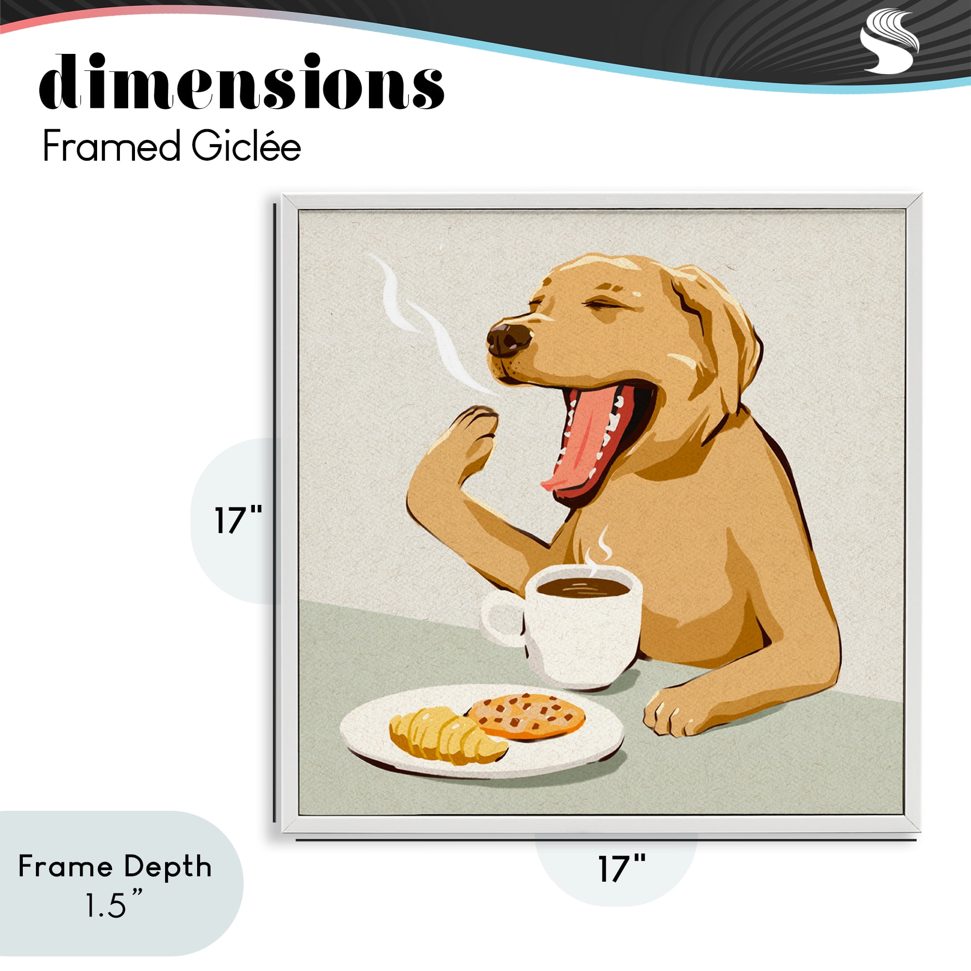 Stupell Industries Yawning Dog Morning Coffee White Framed Giclee Art, design by Ziwei Li