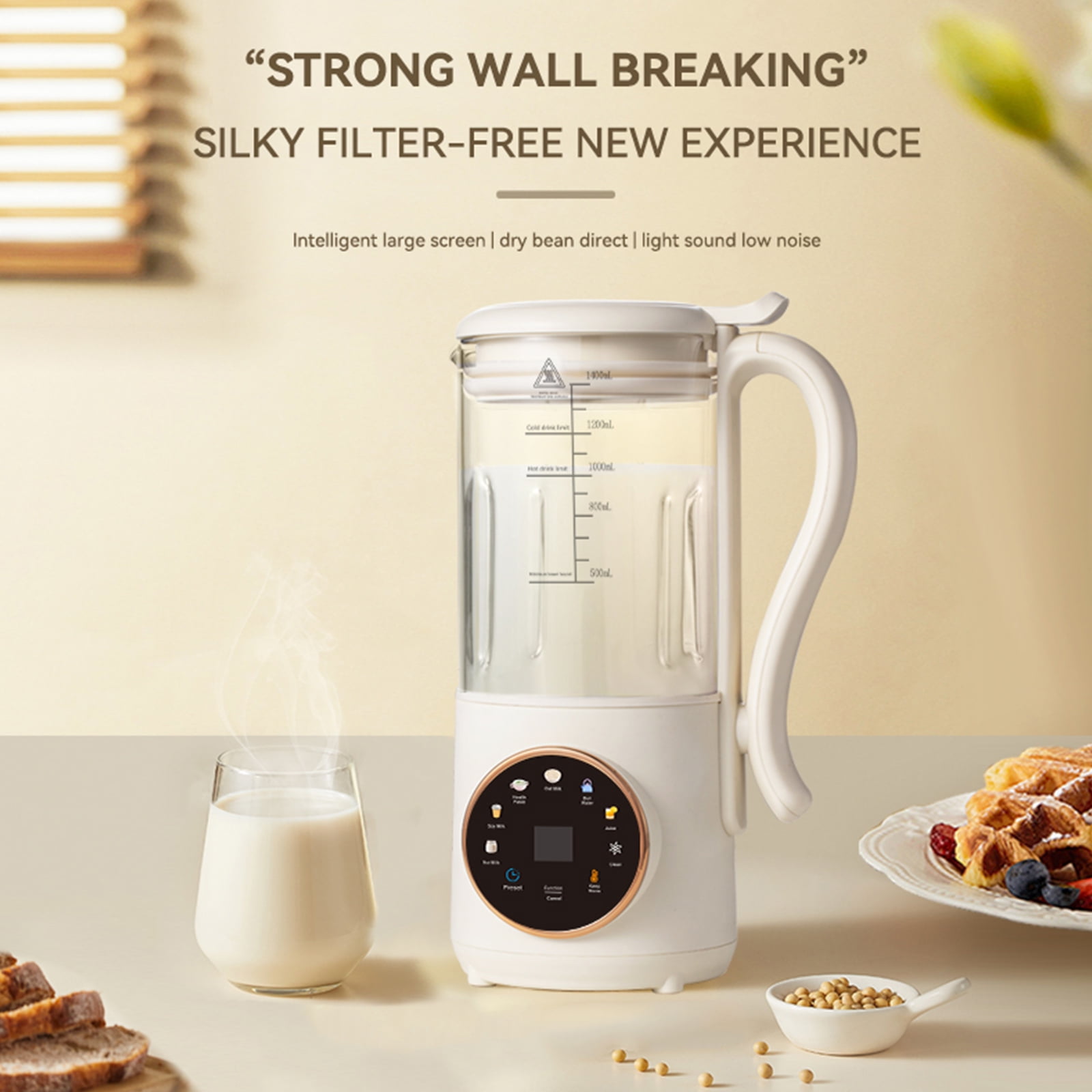 Nut Milk Maker, 10 in 1 Automatic Nut Milk Maker with 16 Blades,Almond Milk Machine,Plant Based Milks Homemade Oat,Chowder,Juice,Soy Milk Machine with Delay Start,Boil Water,Keep Warm&Auto Clean