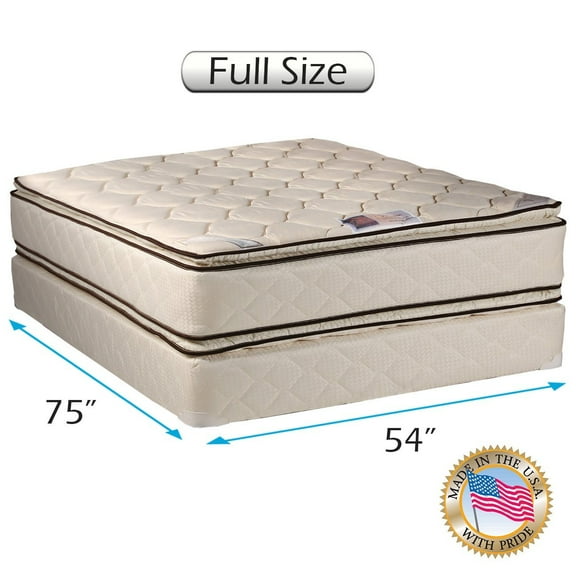 Coil Comfort 2-Sided Medium Firm PillowTop Mattress Set with Bed Frame Included - Sleep System with Enhanced Foam Encased Cushion Support, Orthopedic, Longlasting by Dream Solutions USA (Full Size)