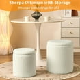 thumbnail image 6 of Round Set of 2 Ottoman with Storage Sherpa Storage Ottoman Chair Makeup Vanity Stool Chair Multifunctional for Living Room, Bedroom, Dining Room (White), 6 of 6