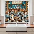 thumbnail image 2 of Ambesonne Cat Kitchen Curtains, Whimsical Restaurant Pixel Art, 55"x30", Sea Blue and Marigold, 2 of 3