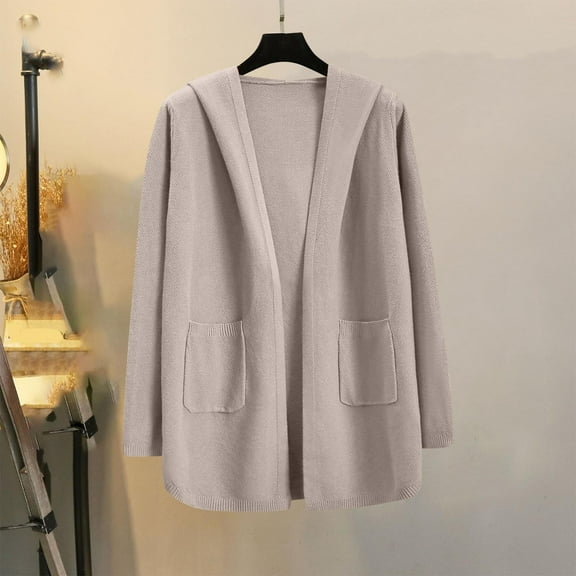 Ounisa Women Mid Length Cardigan Sweaters Lightweight Open Front Duster Knit Fashion Sweater Coats Trendy Cardigans with Pocket