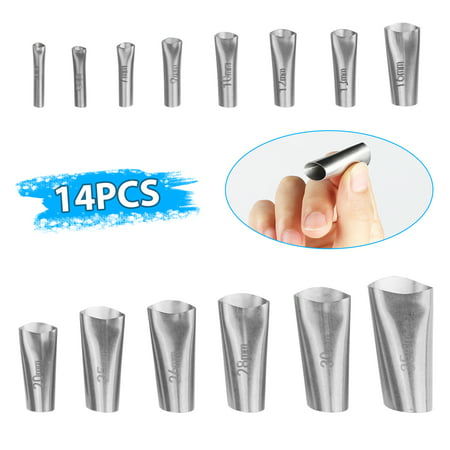 (14 Pieces) Caulking Finisher Tools Kit, Stainless Steel Reusable Silicone Sealant Finishing Tool, Caulk Nozzle Applicator, Finisher Nozzle for Kitchen, Pads Bathroom, Window, Sink