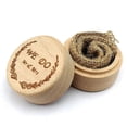 thumbnail image 1 of Caja de madera rústica para anillos de boda, grabada, redonda, para guardar anillos de compromiso y exhibir en ceremonias de propuesta., 1 of 3