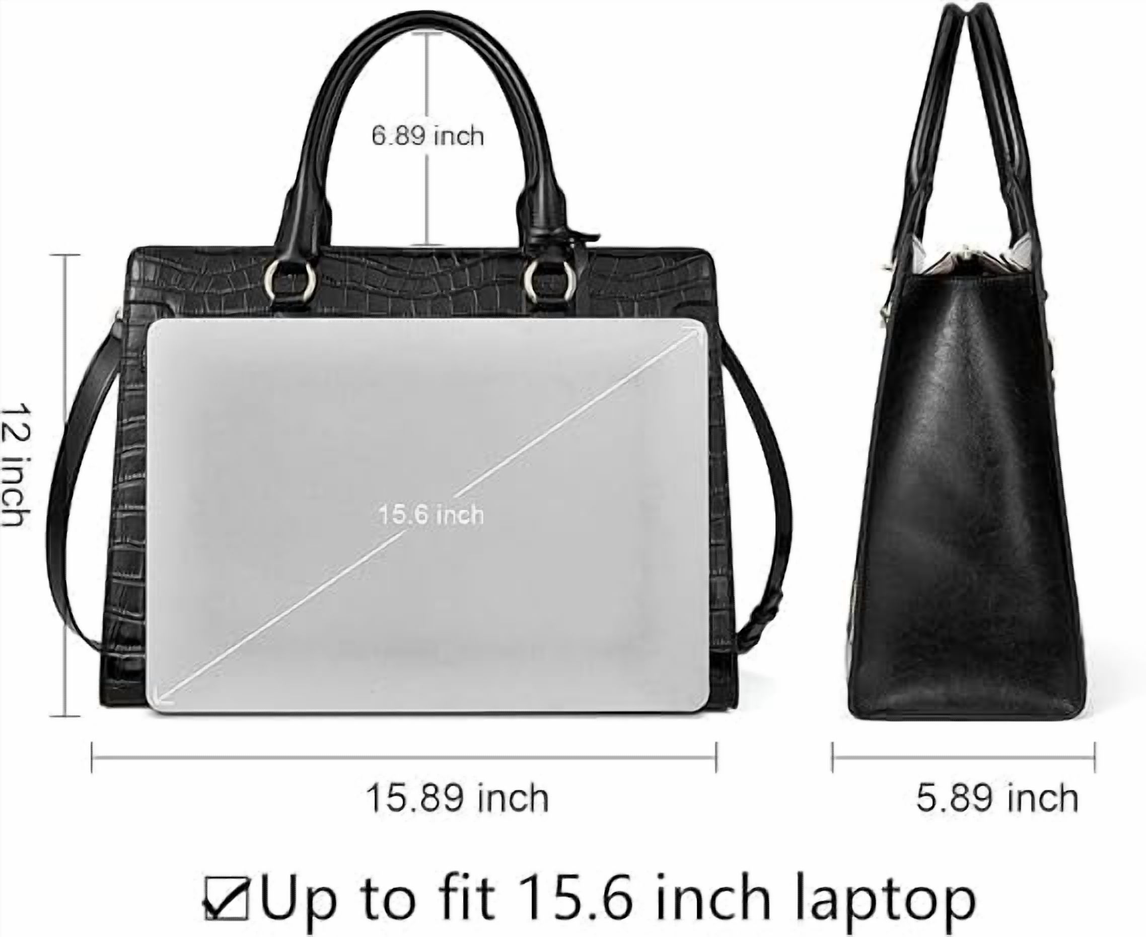 RKXQT Briefcase for Women 15.6 inch Leather Laptop Bag Vintage Slim Lawyer Business Bag Stylish Work Purse