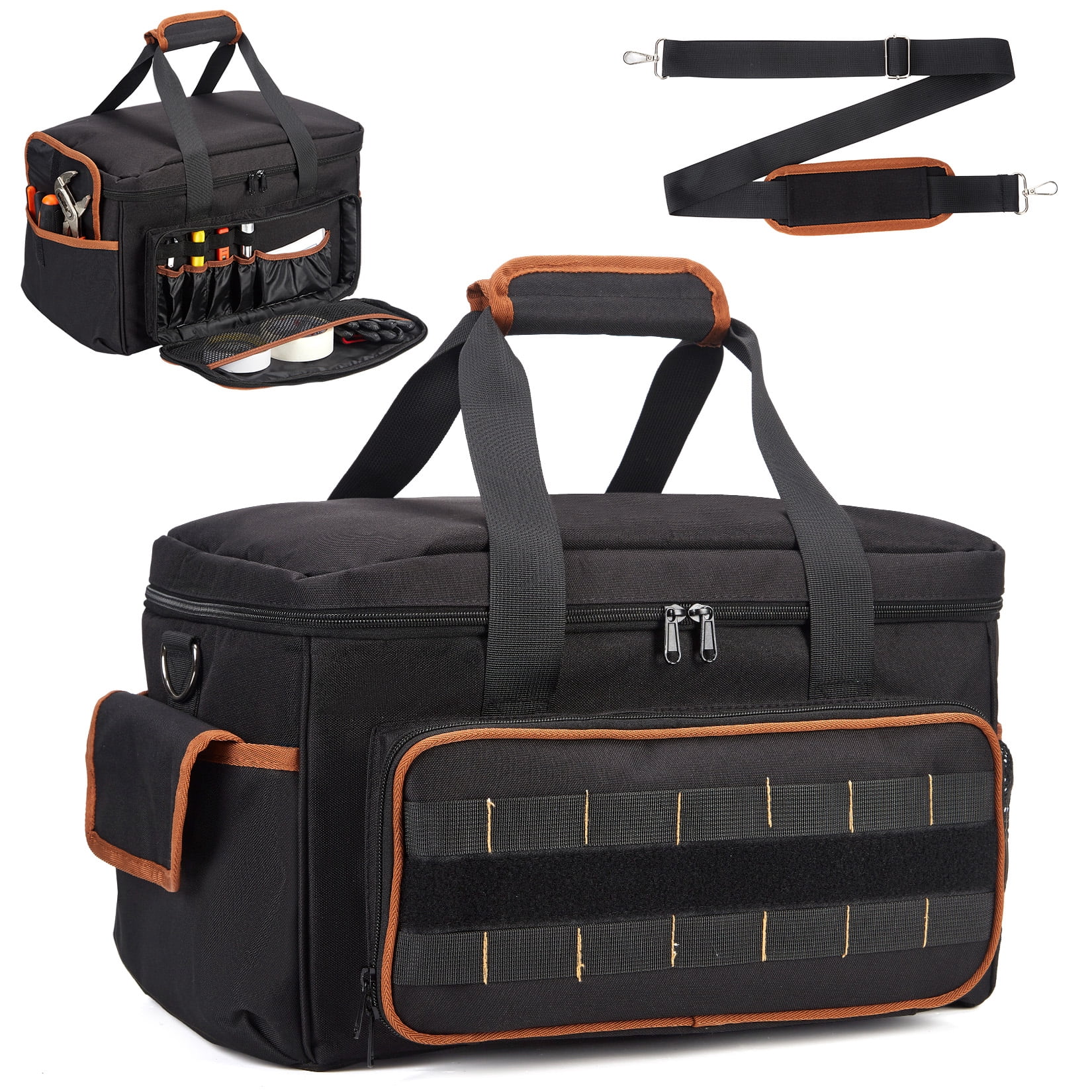 HUSKY 15in Wide Mouth, Water Resistant, 8-Pocket Open Top Tool Bag
