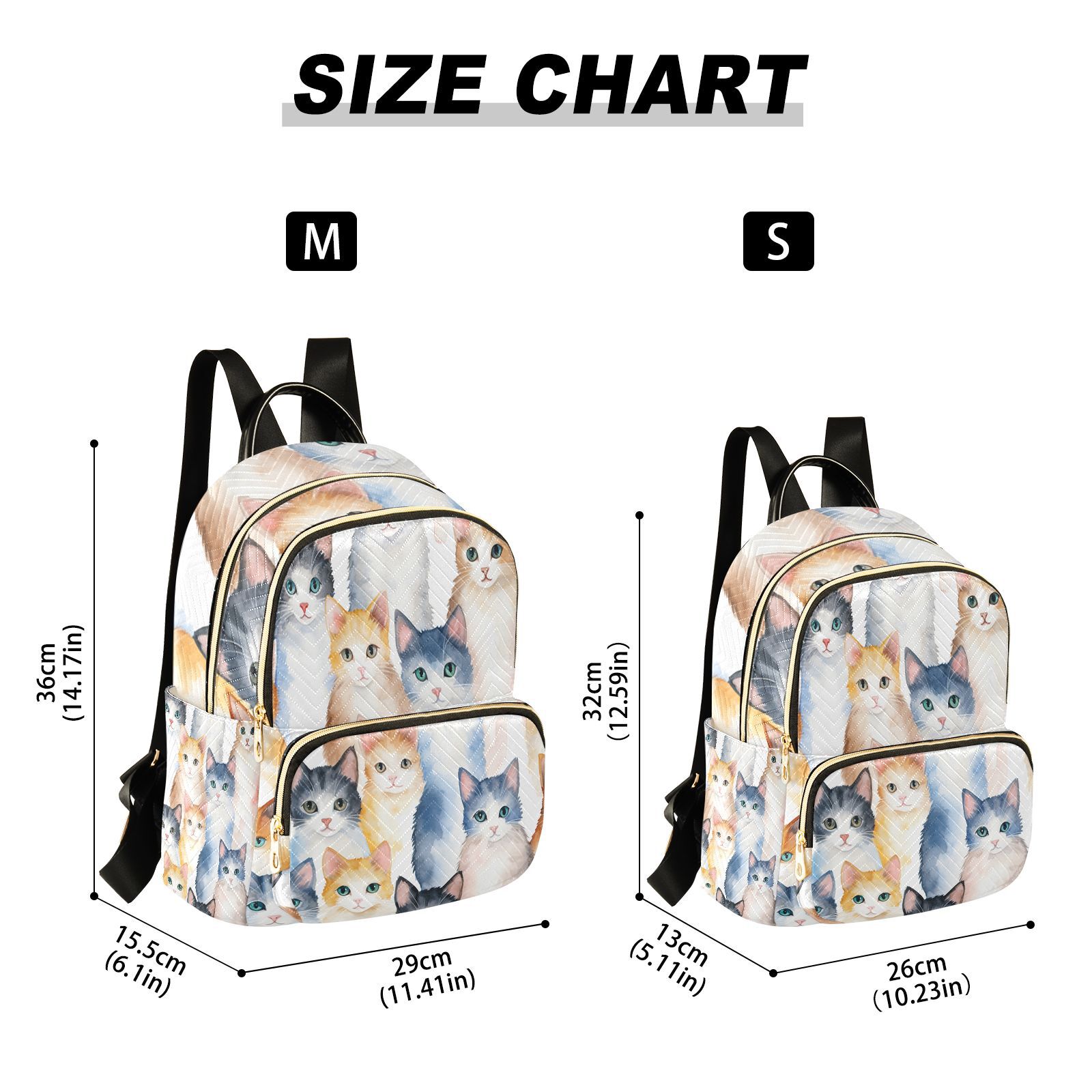 Cats Travel Laptop Backpack Casual Daypack Lightweight Bookbag Compartment for Business