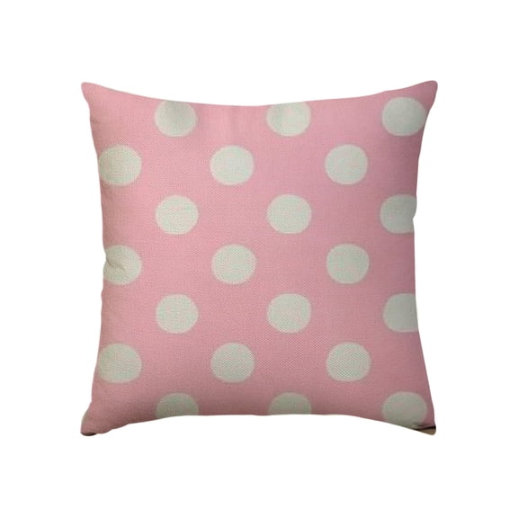 GooTPa Pink and White Large Polka Dot Print Pillow Covers, Cozy Square Throw Pillow Case Decoration, Linen Cushion Covers for Couch Sofa Bedroom Living Room Holiday Home Decor - 18x18in