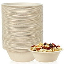 100Pcs Disposable Paper Bowls 12oz Food Soup Bowls Natural Bagasse Fiber Bowls for Sauce Salad Dessert Hot Cold Soup (Brown)
