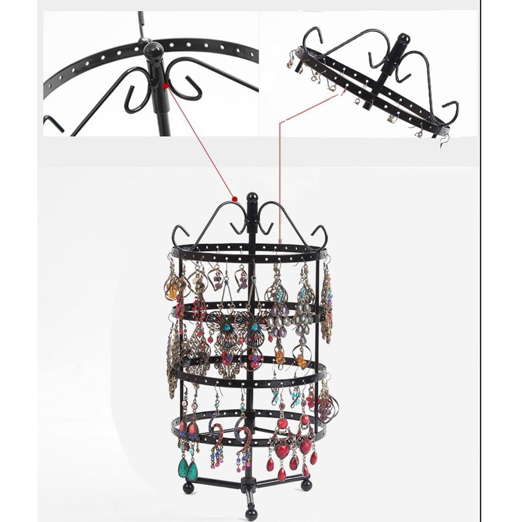 Metal Jewelry Organizer Hanger Display Stand, Earrings Holder Rack Home Decor for Earrings, Bracelets, Necklaces, Keychain Black