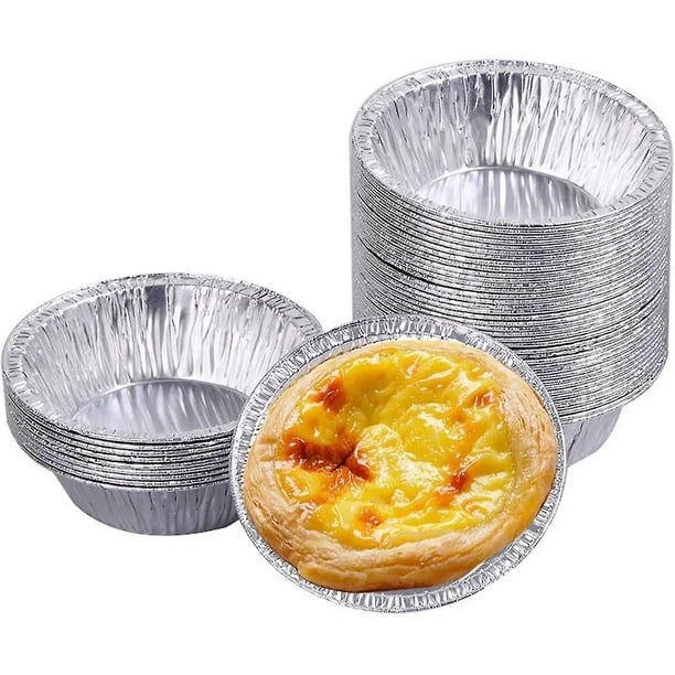 Plato de aluminio para pastel Platos para pastel para horno Moldes para pastel de papel de aluminio Bandejas redondas de papel de aluminio para hornear Cajas para muffins de pudín