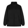 thumbnail image 3 of XUNKUSGA Waterproof Rain Jacket Women Fashion Color Block Lightweight Windbreaker Jacket Women Classic Zip Up Stand Collar Athletic Jacket with Zipper Pockets,Black,2XL, 3 of 7