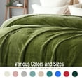 thumbnail image 4 of Exclusivo Mezcla Twin Size Jacquard Weave Wave Pattern Flannel Fleece Velvet Plush Bed Blanket as Bedspread/Coverlet/Bed Cover (90" x 66", Olive Green), 4 of 7