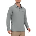 thumbnail image 4 of INSPIRE CHIC Men's Long Sleeve Golf Shirt Contrast Collar Button Placket Regular Fit Active Top M Gray, 4 of 6