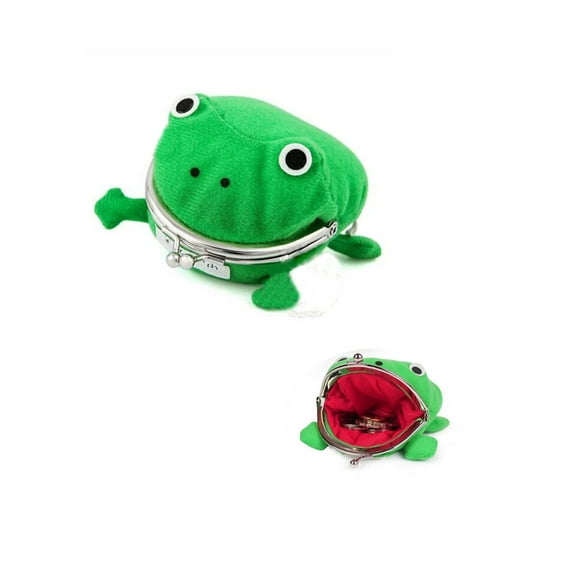 Cute Green Plush Frog Coin Purse, Frog Coin Key Mini Wallets For Kids Adult
