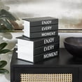 thumbnail image 2 of DecMode Faux Storage Book Black Canvas Decorative Box with White Enjoy, Every, Moment Text, 2 Count, 2 of 23