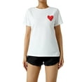 thumbnail image 4 of hirigin Women's T-Shirt Heart/Letter Print Design Short Sleeve Round Neck Summer Breathable Simple Street Tops, 4 of 9
